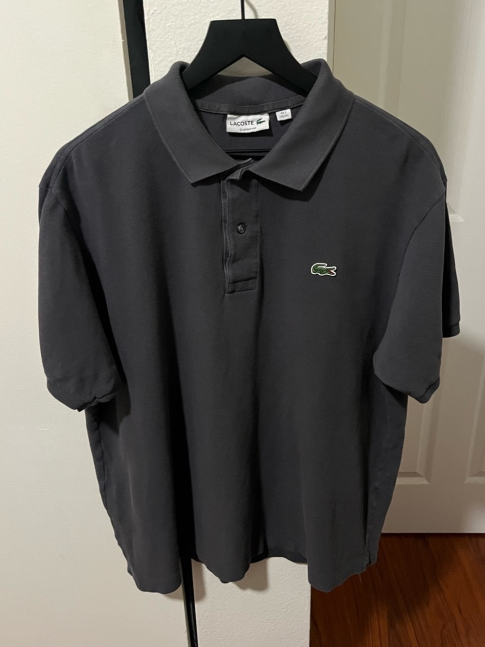 Lacoste Dark Gray Polo with Green Crocodile Logo